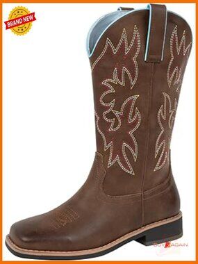 Wide Calf Cowgirl Boots - Comfort Square Toe Western Boots for Work & Rodeo